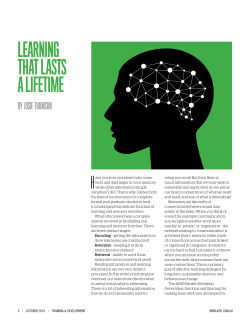 LEARNING THAT LASTS A LIFETIME