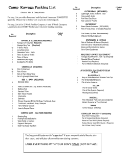 Camp Kawaga Packing List