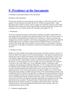 F: Presidency at the Sacraments