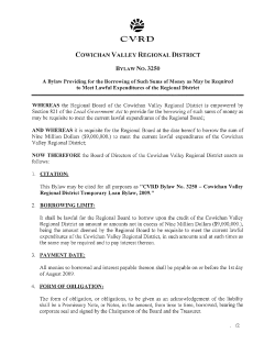 COWICHAN VALLEY REGIONAL DISTRICT BYLAW NO. 3250 A