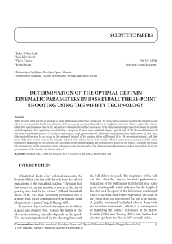 determination of the optimal certain kinematic parameters in