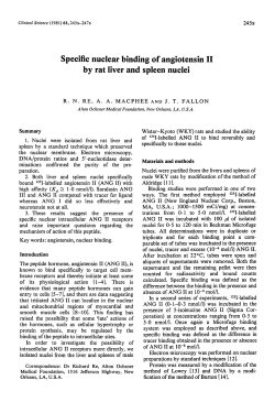 Specific Nuclear Binding of Angiotensin II by Rat