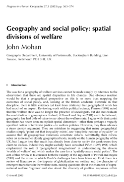 Geography and social policy: spatial divisions of welfare