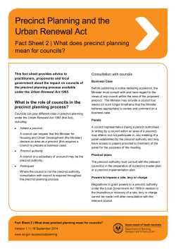 Precinct Planning and the Urban Renewal Act