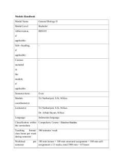 Module Handbook Modul Name General Biology II Modul Level