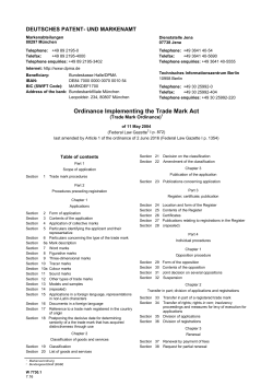 Ordinance Implementing the Trade Mark Act (Trade Mark