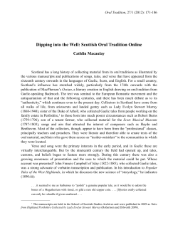 Dipping into the Well: Scottish Oral Tradition Online
