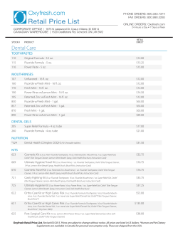 Retail Price List