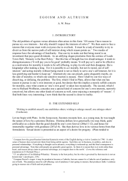 egoism and altruism - Birkbeck, University of London