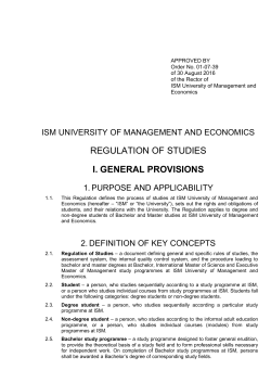 ISM Regulations of Studies - ISM e