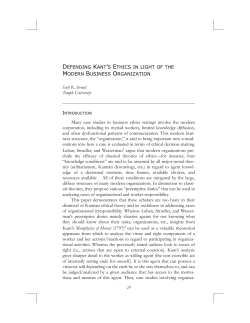 Defending Kant`s Ethics in Light of the Modern Business Organization