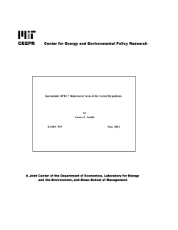 Inscrutable OPEC? - MIT Center for Energy and Environmental