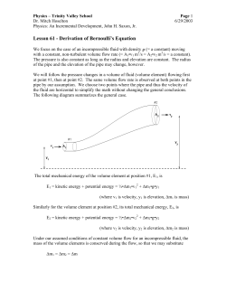 Lesson 61 - Derivation of Bernoulli&trade;s Equation
