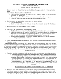 Father Adam Kotas` notes on PROVIDENTISSIMUS DEUS &bull; Canon