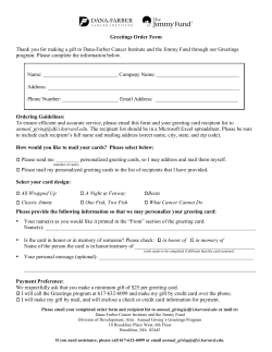 Greetings Order Form Thank you for making a gift to Dana