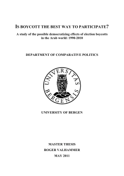 IS BOYCOTT THE BEST WAY TO PARTICIPATE? - BORA