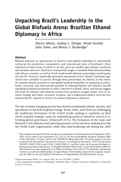 Unpacking Brazil`s leadership in the global biofuels arena: Brazilian