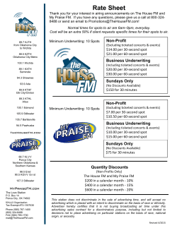 Rate Sheet - The House FM