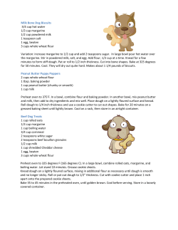Milk Bone Dog Biscuits 3/4 cup hot w ater 1/3 cup m argarine 1/2