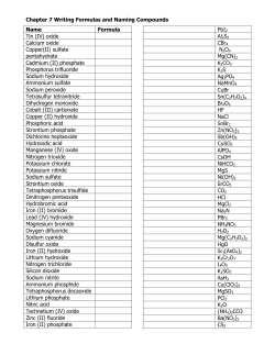 Formula and Names Worksheet