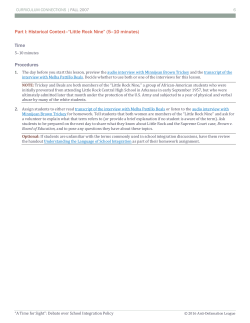 Part I: Historical Context&ndash;&ldquo;Little Rock Nine&rdquo; - Anti