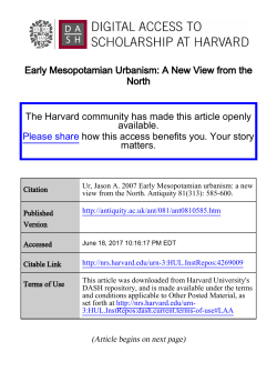 Early Mesopotamian Urbanism: A New View from the North The