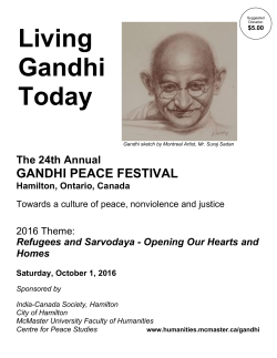 Living Gandhi Today - McMaster University > Faculty of Humanities