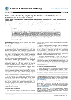 Kinetics of Sucrose Hydrolysis by Immobilized Recombinant Pichia