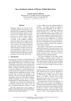 Kea: Sentiment Analysis of Phrases Within Short Texts