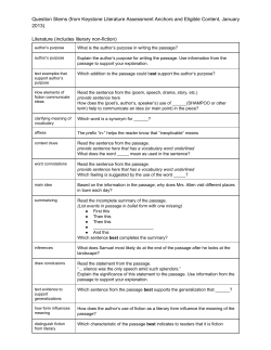Question Stems (from Keystone Literature