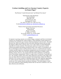 Carbon Labelling and Low Income Country Exports: An Issues Paper