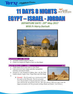 DEPARTURE DATE : 29th May 2017 With Fr Harry Dorisoh