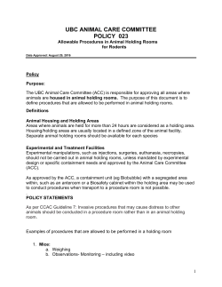 23 Allowable Procedures in Animal Holding Rooms for Rodents