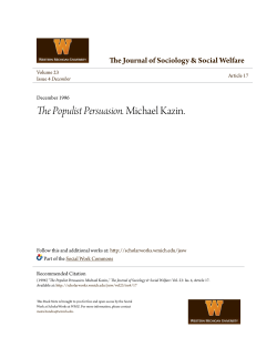 The Populist Persuasion. Michael Kazin.