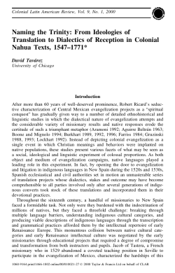 Naming the Trinity: From Ideologies of Translation to Dialectics of