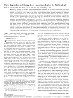 Major Depression and Allergy: Does Neuroticism Explain the