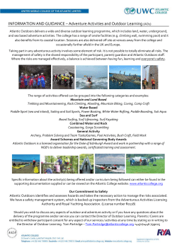 INFORMATION AND GUIDANCE &ndash; Adventure Activities and Outdoor