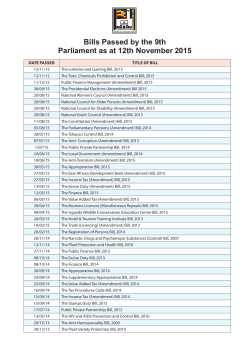 Bills Passed by the 9th Parliament as at 12th