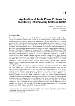 Application of Acute Phase Proteins for Monitoring