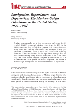Immigration, Repatriation, and Deportation