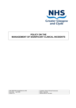 policy on the management of significant clinical incidents