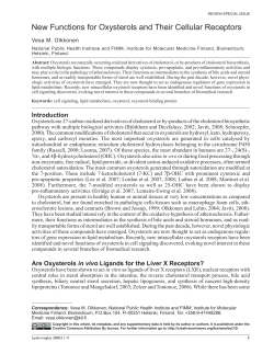 New Functions for Oxysterols and Their Cellular Receptors