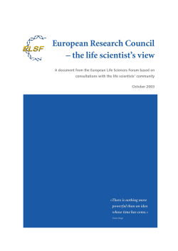 the life scientist`s view - European Plant Science Organisation