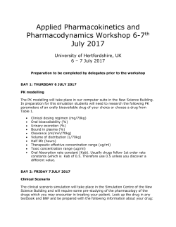 Applied Pharmacokinetics and Pharmacodynamics Workshop 6