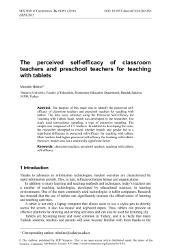 The perceived self-efficacy of classroom teachers and preschool