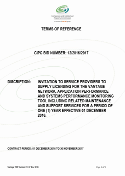 TERMS OF REFERENCE CIPC BID NUMBER: 12/2016/2017