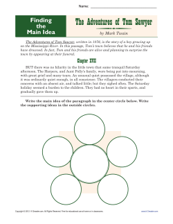 Main Idea Worksheets | The Adventures of Tom Sawyer