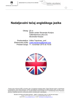 Nadaljevalni tečaj angle&scaron;kega jezika