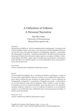 A Definition of Folklore: A Personal Narrative