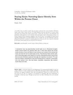 Staying I(ra)n: Narrating Queer Identity from Within the Persian Closet